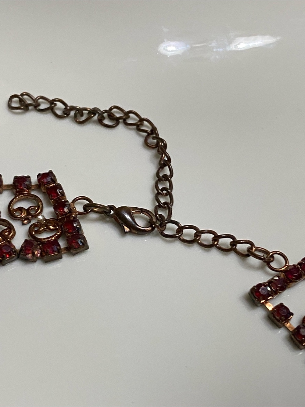 Antique Red Crystal Filigree choker - Picture 6 of 9